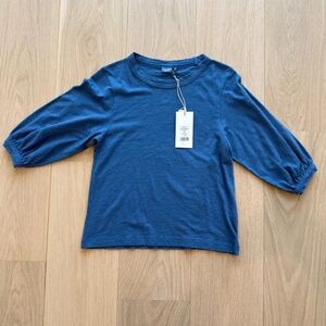 Gathered Cotton Slub Half Sleeve Tee